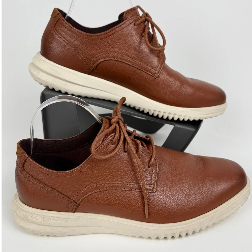 Cole Haan Men's Grand Size 10 Brown Leather Lace Up Oxford Casual‎ Dress Shoes